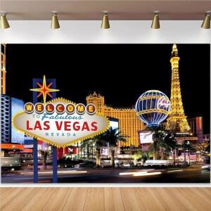 PNYLZYXH 라스베이거스 사진 배경 카지노 시티 나이트 풍경 빌보드 배너 축하 소품 파티 스튜디오 10X10피트