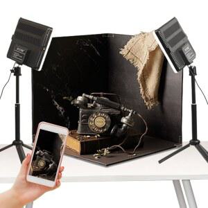 BYSTONE 업그레이드 라이트 박스 사진 휴대용 스튜디오 16X16 인치 전문 촬영 텐트 키트 288PCS LED 조명 15 HD 배경 용지 식품 소형 제품 소품용 종이