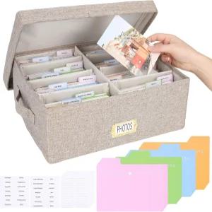 장식용 사진 보관함 칸막이가 있는 최대 1700장의 4x6장의 보관할 수 우표 유품 보관함브라운