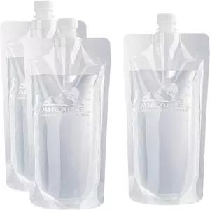 1L 접이식 물병 3팩 초경량 32온스 대용량 측정 저울 BPA 프리 하이킹 및 여행에 이상적이며 어디서나 쉽게