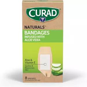 큐라드 내추럴 알로에 베라 비타민 E 붕대 2 x 4 개별 포장 멸균 응급 처치 키트 필수 긁힘 및 보호 흡수