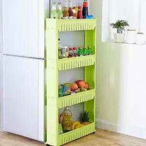 [JED] 이동식 그린 기저귀수납 틈새트롤리 간단조립선반 4단 틈새정리함 틈새선반 조립식선반