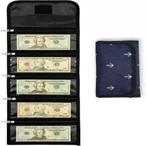 지퍼가 달린 주머니 5개가 현금 지갑 정리함 편리한 화폐 및 봉투 지폐 동전 외화 여행에 이상적인 보유자