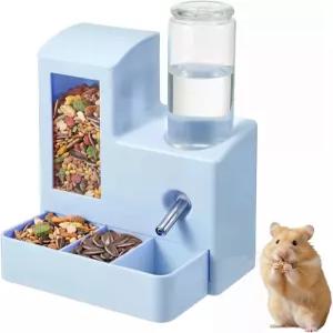 햄스터 물병 2 in 1 드립 120ml 없음 간식 그릇이 있는 그래비티 사료 기니피그용 케이지용 액세서리