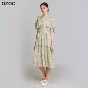 브이넥 스모킹밴딩 플라워 원피스