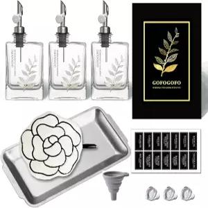 주방용 올리브 오일 디스펜서 식용유 및 식초 세트 병 간장 커피 시럽 은 3개