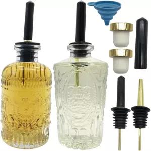 징셴허 올리브 오일 디스펜서 병 및 식초 세트 2개 유리 7OZ 커피 시럽 주방용 우아한 요리