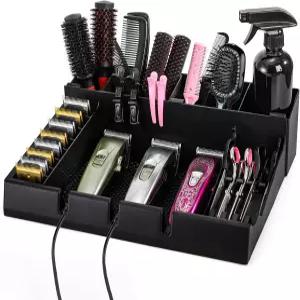 미끄럼 방지 매트가 있는 헤두메 헤어 살롱 스타일링 도구 정리함 브러시 빗 클립 가위 면도기 클 트리머