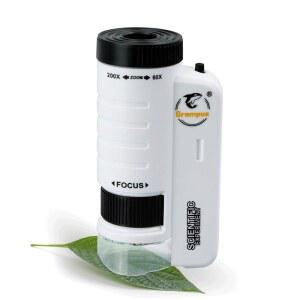 [미국배송] 그램퍼스 60X-200X LED 포켓 현미경 용 휴대용 STEM 장난감 교육용 미생물 관찰 야외 탐험을 위한 학생 과학 실험실용 미니