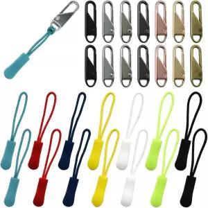 BDSHOME 28피스 지퍼 풀 교체 키트 수하물 배낭 재킷 지갑용 탈착식 코드 연장 패스너 금속 슬라이더