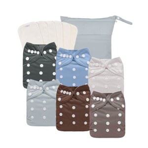 babygoal 천 기저귀 13팩, 재사용 가능한 세탁 가능한 포켓 기저귀, 기저귀 6개 대나무 인서트 레이온 6개 백