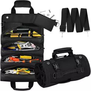 롤업 도구 가방 분리 가능한 파우치가 있는 휴대용 접이식 튼튼한 오토바이 보관 정리함 아빠를 위한 선물