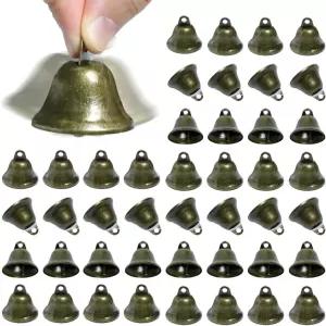크리스마스 장식을 위한 40개의 크래프트 벨 1.7인치 X 1.5인치 작은 황동 빈티지 윈드 차임즈 하우스