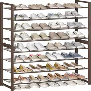 옷장용 티플로이 8단 신발장 40켤레용 스태커블 금속 신발 보관함 차고 복도용 대형 선반 브론즈