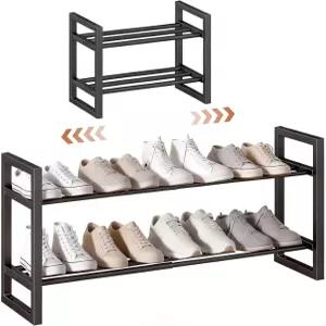 바이케 확장 가능한 신발장 옷장용 1833인치 조절 신발 정리함 작은 공간 입구용 스태킹 금속 프리 스탠딩