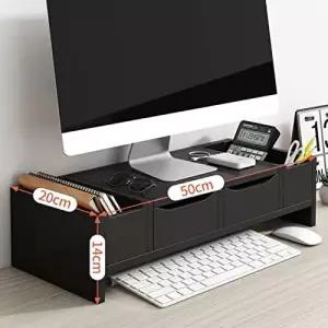 천장 TV 마운트 스탠드 벽 브래킷 높이 조절 가능 받침대 서랍형 2단 책상 나이저가 있는 나무 모니터