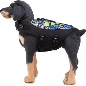 주네아 애완견 구명조끼 수영 세이버 조절 가능한 부양 조끼 수영복 구조 손잡이 소형 중형 대형견용 보트