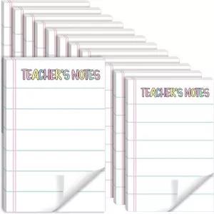 틴레이드 12 패드 교사 메모장 세트 스티커 메모 4 x6 플래너 줄이 있는 페이지 감사 선물 30장/패드화이트