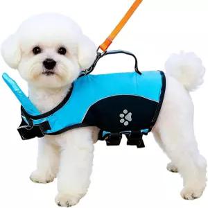수영 및 보트용 반려견 구명조끼 구조 손잡이가 있는 고부동 안전 조끼 소형 중형견용 조절 가능한 반사형