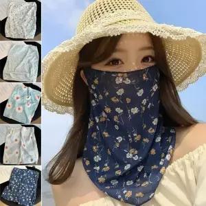 여자 시폰 꽃무늬 자외선 차단 SS 마스크