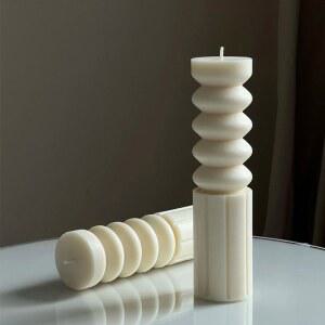 줄무늬 나선형 실린더 기둥 석고 실리콘 용품 제작 DIY 캔들 몰드