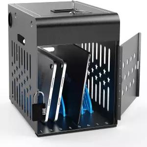 메타텔 8 태블릿 충전소 잠금 상자 14인치 화면 스틸 케이스 및 잠금식 도어 2개의 키 포함 크롬북 노트북