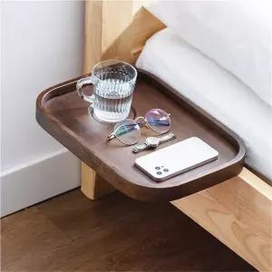 클립온 나무 침대 옆 캐디 컵 홀더와 2층 기숙사 및 작은 침실을 위한 수납 트레이가 있는 플로팅