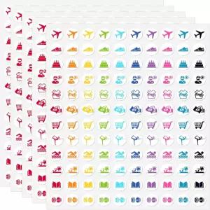 600PCS 미니 컬러풀 캘린더 스티커 비행기 피트니스 수영 집안일 청구서 쇼핑 생일 독서 여행 계획 약속