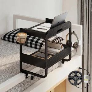 컵 홀더가 있는 동롱 2단 침대 옆 선반 LED 조명이 이층 태블릿 슬롯 대학 기숙사 객실용 나이트스탠드