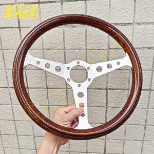 JDM 헤리티지 인디 프로토타입 우드 스타일 스티어링 휠 14인치 클래식 빈티지 스포츠