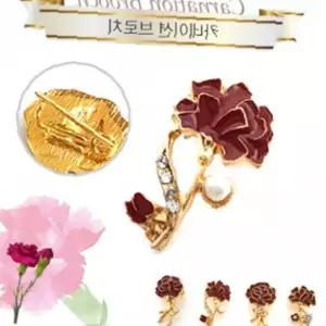 어버이날 선물 핑크 골드 카네이션 브로치 꽃 뱃지 코사지 부모님 감사 선물