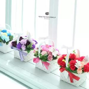 화이트 직사각 카네이션 바구니 비누꽃 어버이날 부모님 감사 선물 꽃바구니