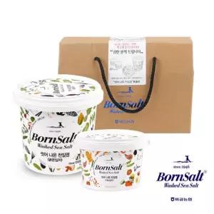 신안비금농협 본솔트 씻어나온 천일염 선물세트1호 가는소금190g+굵은소금570g 각1통)