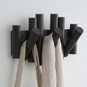 AURA NEST 대나무 피아노 코트 랙 벽걸이 입구 복도 머드룸 침실 욕실용 회전식 나무 후크 매트 블랙 우드