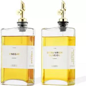 주방용 홈칼리 올리브 오일 디스펜서 퍼러가 포함된 12온스 유리 병 및 식초 세트 요리용 누수 방지 필수품