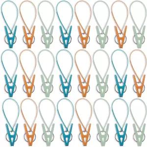 24팩 의류 핀 옷 고정 클립 미니 옷핀 다색 건조 고리 양말 모자 바지 브래지어 속옷 수건 사진