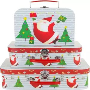 Doulqz 페이퍼보드 여행 가방 세트 뚜껑이 있는 장식용 보관 상자 3개 바비 인형 장난감 크리스마스 또는