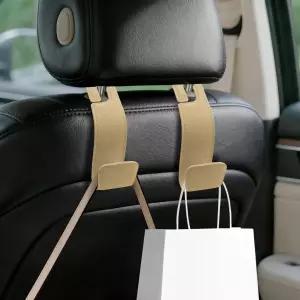 수로샤 2PCS 카시트 헤드레스트 후크 자동차용 핸드백 홀더 지갑 가방 코트 걸이용 액세서리 가죽 시트백