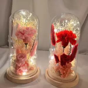 카네이션 장미 2송이 무드등 어버이날 선물 인테리어 조명 조화 장식