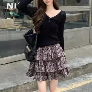 [신세계라이브쇼핑][옷자락] 여자 러블리 발랄 데일리 레오파드 캉캉 미니 스커트