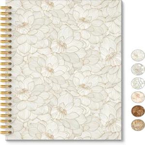 연꽃 꽃 나선형 노트 빈티지 베이지 저널 중성 식물 에스테틱 기도실 다이어리 결혼 선물 걸맘 레이디