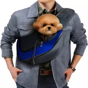PUCEWMY 애완동물 슬링 캐리어 최대 5파운드 지퍼 터치 포켓이 있는 강아지 파푸스 핸즈프리 통기성 메시
