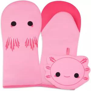 오븐 미트 냄비 홀더가 있는 귀여운 Axolotl 세트 주방 내열 장식 및 집들이 선물