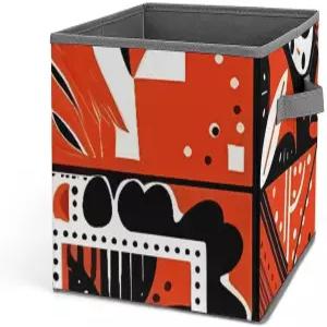 핸들 대용량 스태커블 큐브 보관함이 있는 대조적인 색상의 LOKLNEYK 선반 장식용 접이식 위한 견고한