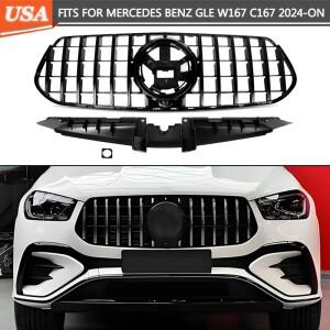 벤츠 W167 GLE350 GLE53 2024 2025용 GTR 프론트 그릴 글로시 블랙