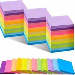 OnengMu 스티커 메모 3x3 인치 셀프 스틱 미니 메모장 24 패드 총 2400 장 플래너 밝은 빈티지 색상 북마크