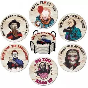 주방과 가정을 위한 무서운 할로윈 장식 커피 테이블 음료를 스푸키 캐릭터 스톤 코크 코스터 홀더가 있는
