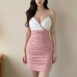 여자 여름 시원한 셔링 슬리브리스 미니원피스