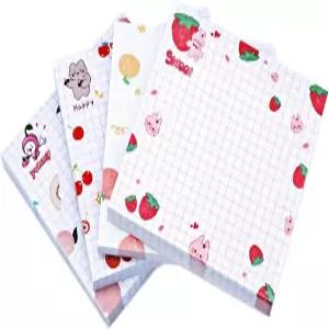 귀여운 카와이 스티커 메모 3.1x3.1인치 4Pad 80매/패드 셀프 스틱 컬러풀 슈퍼 4가지 독특한 패턴 과일