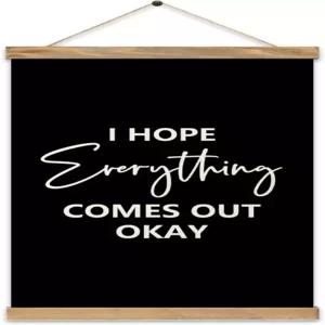 무스 천연 목재 마그네틱 행거 프레임 캔버스 포스터 인용 모든 것이 잘 되길 바랍니다 액자에 넣어진 나무